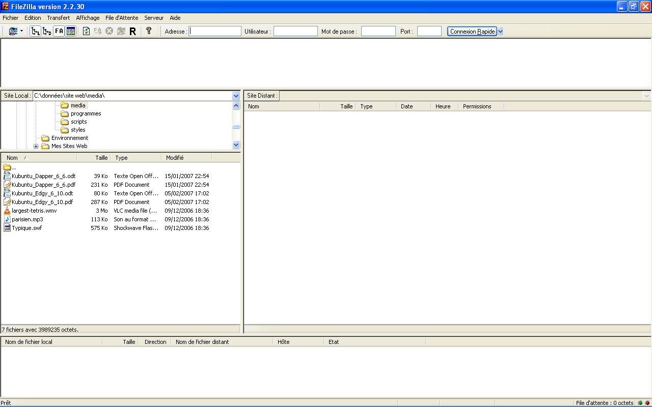 capture d'cran du logiciel : filezilla