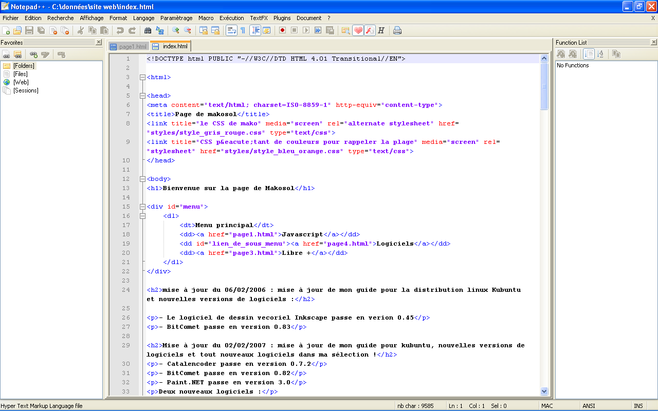 capture d'cran du logiciel : notepad