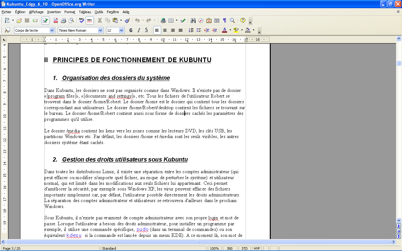 capture d'cran du logiciel : openoffice