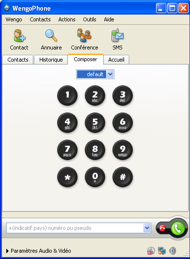 capture d'cran du logiciel : wengophone